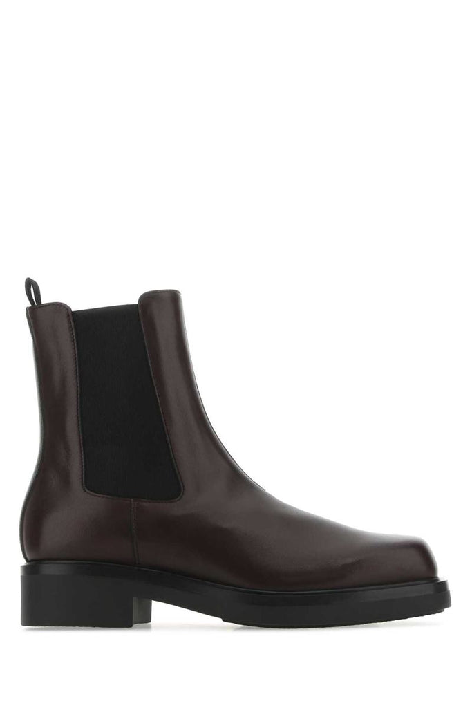 Prada Men Aubergine Leather Ankle Boots