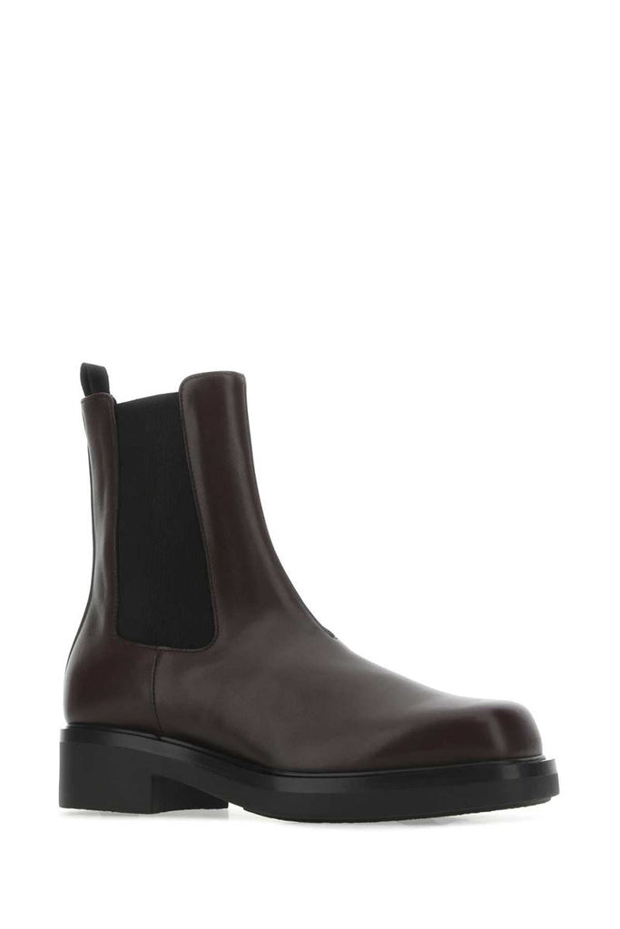 Prada Men Aubergine Leather Ankle Boots