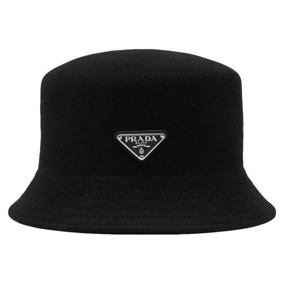 Prada Women Black Bucket Wool Felt L-Size Hat