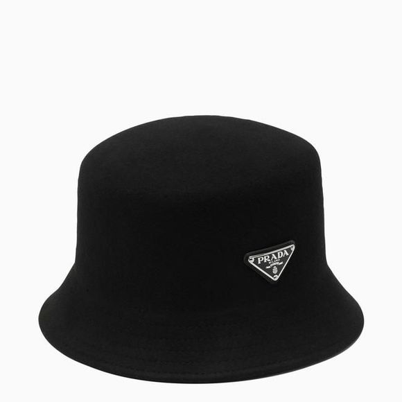 Prada Women Black Bucket Wool Felt L-Size Hat