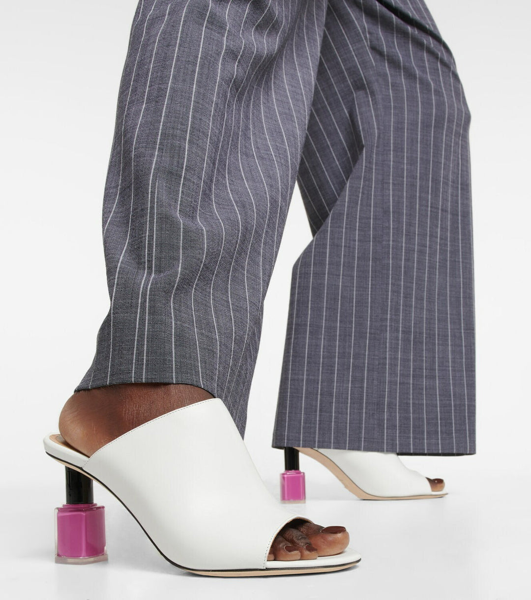 Loewe Women White Leather Nail Polish Mules