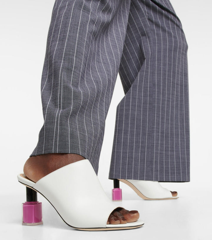 Loewe Women White Leather Nail Polish Mules