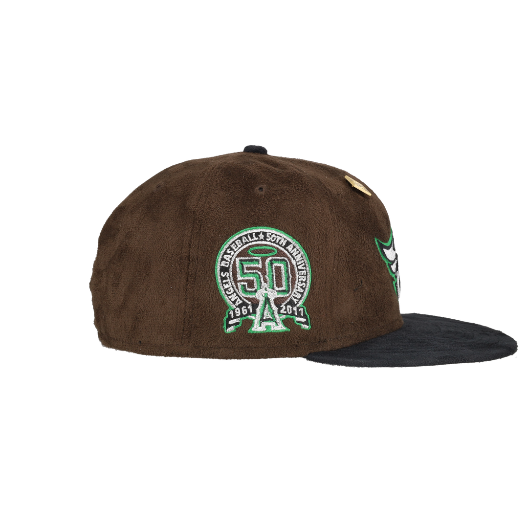 Anaheim Angels Brown Suede 50th Anniversary Patch 59Fifty Fitted Hat