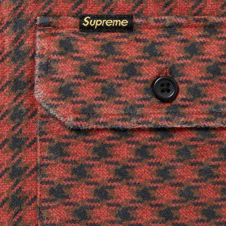 Supreme Houndstooth Flannel Hooded Shirt Red