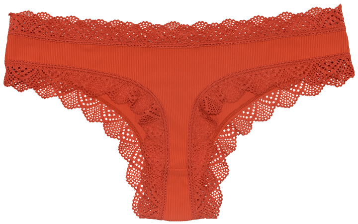 Pretty Red Lace-Trim Thong – Silky & Flattering S–XL