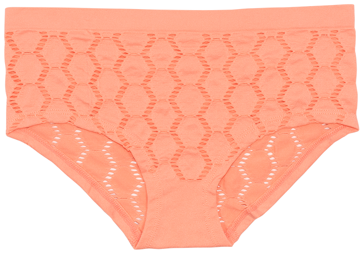 Peek-A-Boo Jacquard Seamless Boyshort in Black or Peach