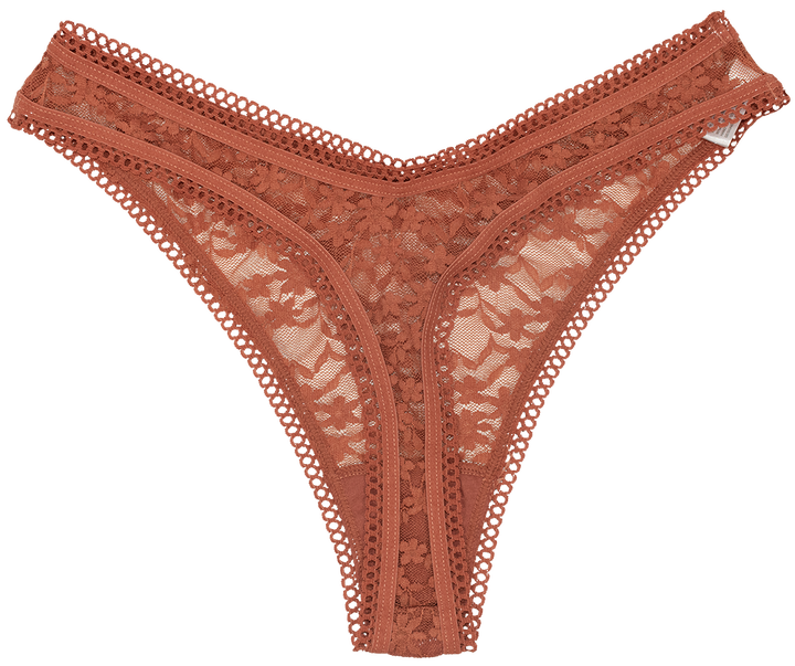 High Leg Daisy Lace Thong with Picot Trim