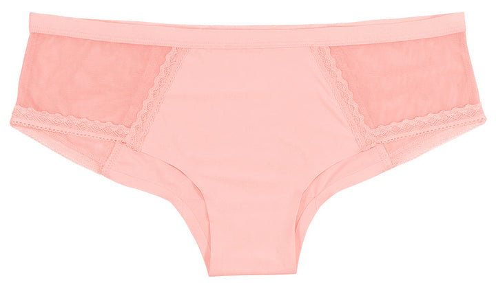 Pink Laser Cut Hipster With Mesh and Lace