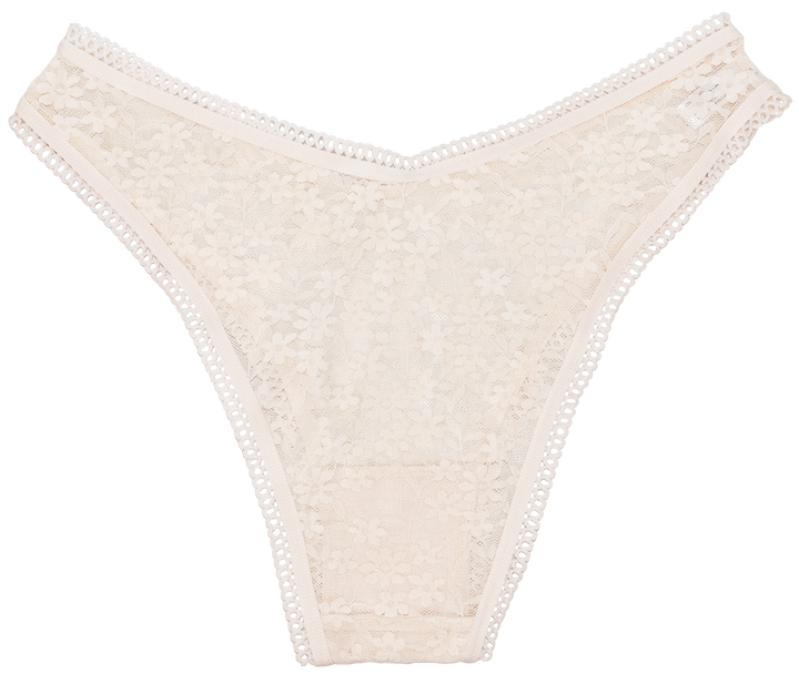 High Leg Daisy Lace Cheeky with Picot Trim