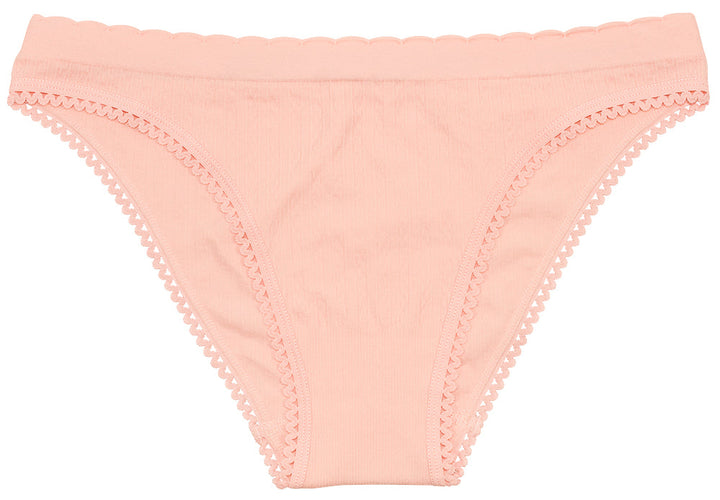 Seamless Textured Bikini with Picot Trim