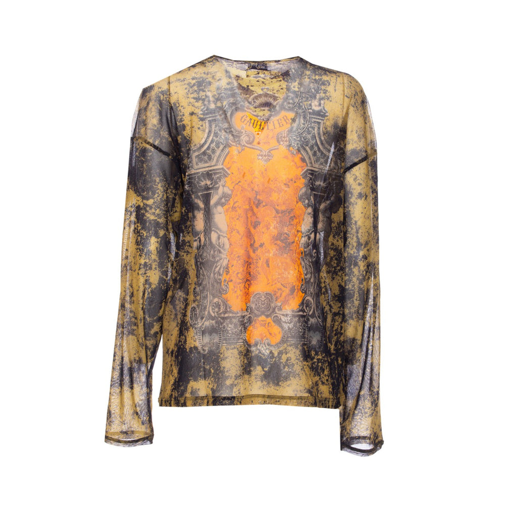 Long-sleeve shirt with a unique design on a white background
