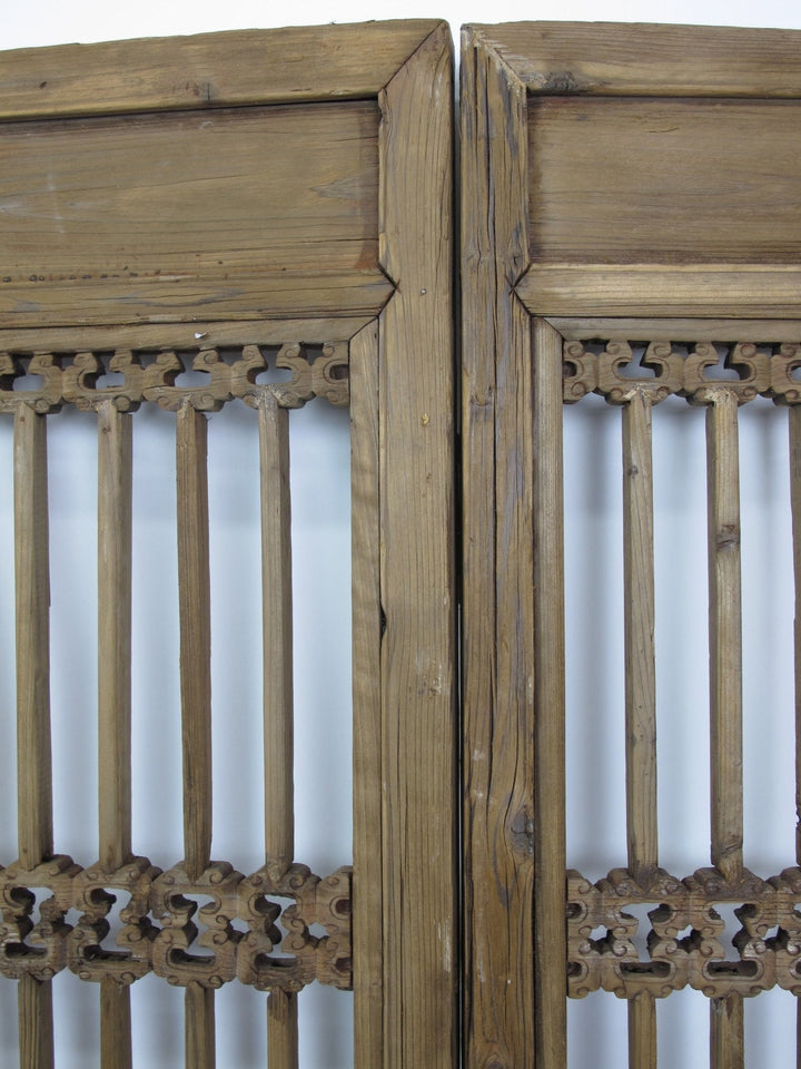 Three Antique Chinese Wood Screen Panels