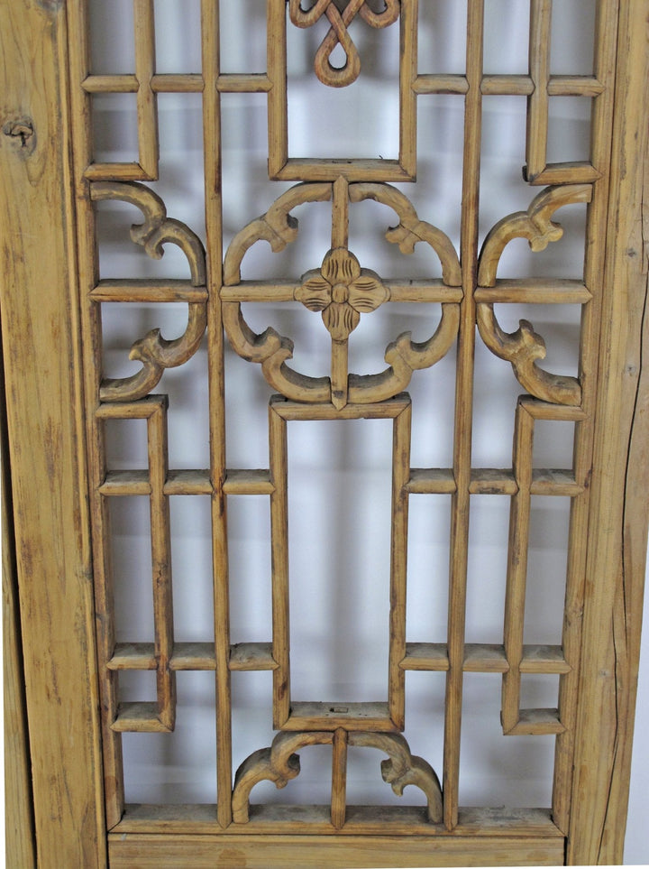 Two Antique Chinese Wood Screen Panels