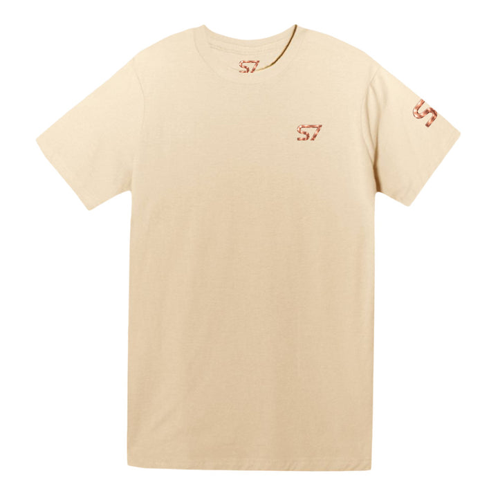 S7 Udder Support T-shirt featuring a smiling cartoon cow wearing two pink bras beneath bold cream-and-pink Udder Support lettering.