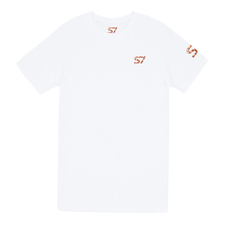 S7 Udder Support T-shirt featuring a smiling cartoon cow wearing two pink bras beneath bold cream-and-pink Udder Support lettering.