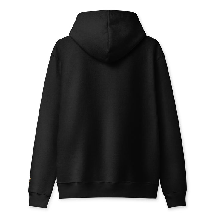 S7 heavyweight hoodie with an embroidered logo on the left chest, a smaller S7 mark at the left wrist, and a plain back.