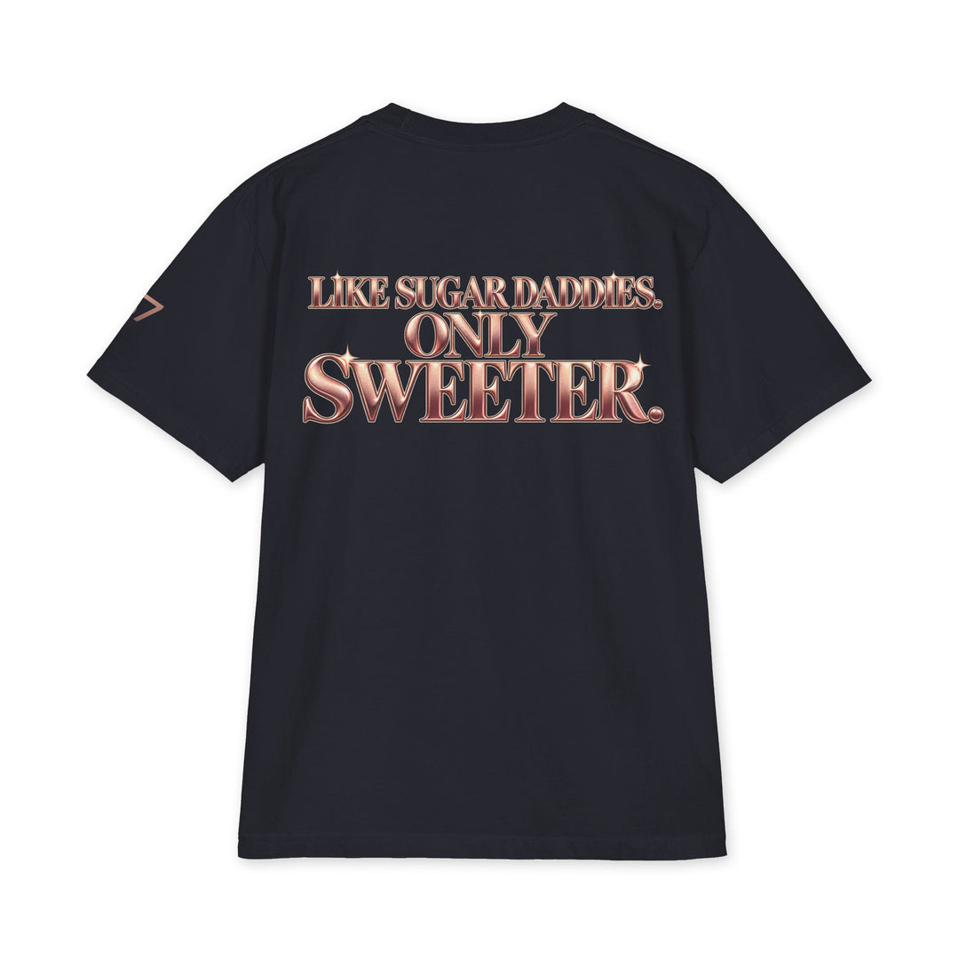 S7 Sugar Mommas graphic T-shirt with rose-gold “SUGAR MOMMAS” lettering on the front and “LIKE SUGAR DADDIES. ONLY SWEETER.” on the back.