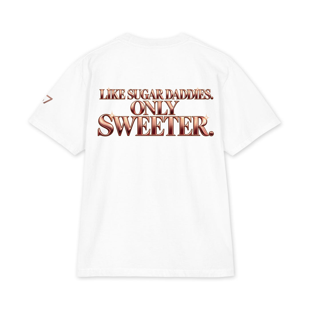 S7 Sugar Mommas graphic T-shirt with rose-gold “SUGAR MOMMAS” lettering on the front and “LIKE SUGAR DADDIES. ONLY SWEETER.” on the back.