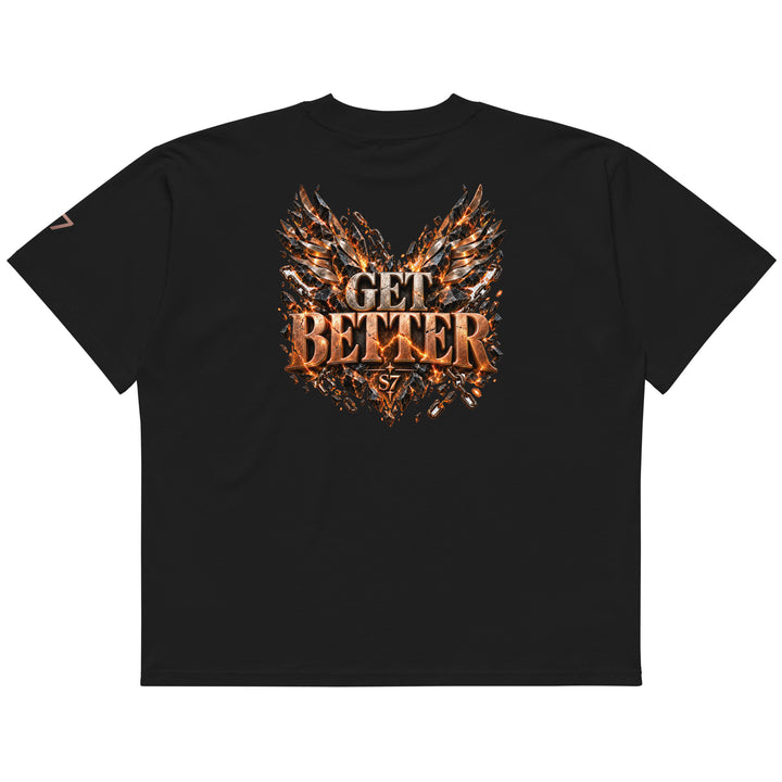 DON’T GET EVEN—GET BETTER Transformation T-Shirt | S7 in black, showcasing the &