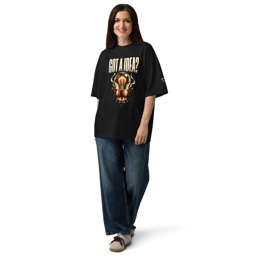S7 “Got A Idea? Let It Cook” Graphic T-Shirt worn by a model, showcasing the front design with a glowing bulb.