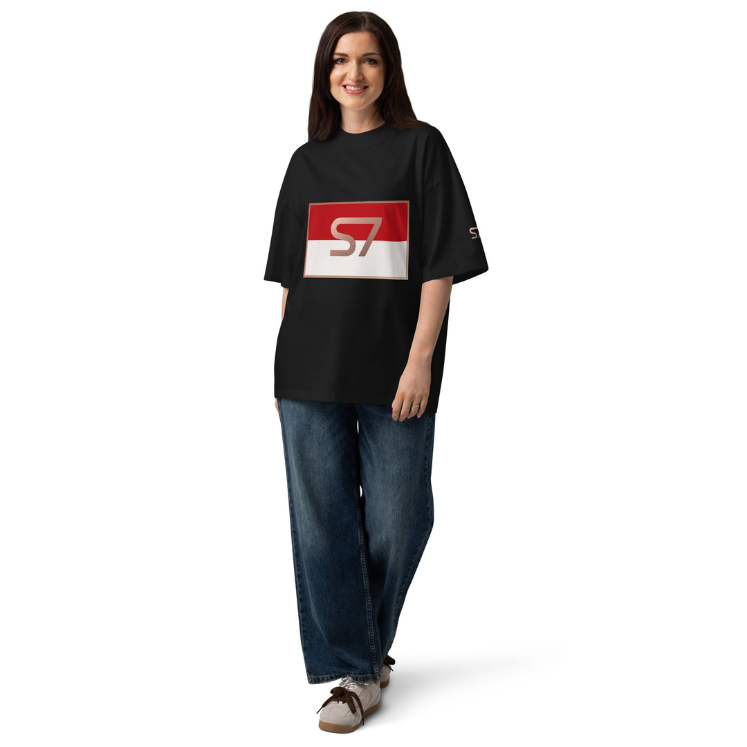 S7 Monaco Red &amp; White Oversized T-Shirt | STORE 7994