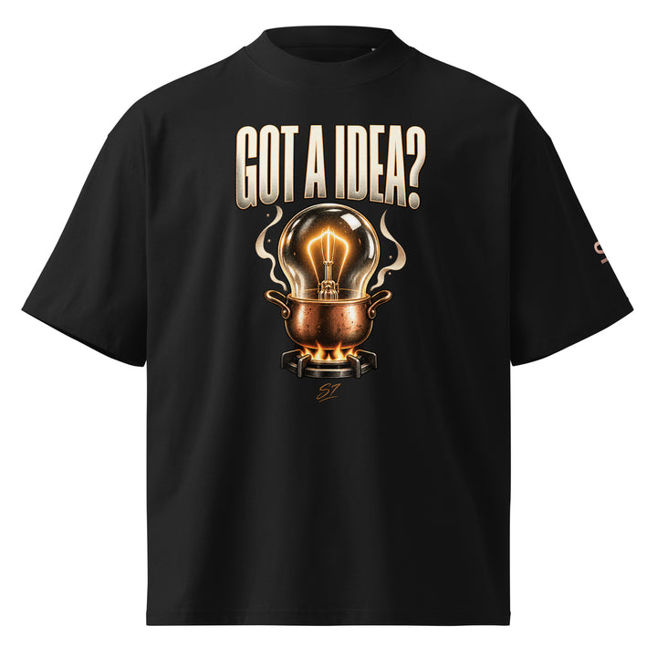 S7 “Got A Idea? Let It Cook” Graphic T-Shirt featuring a glowing bulb in a copper pot design.