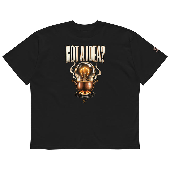 S7 “Got A Idea? Let It Cook” Graphic T-Shirt featuring a glowing bulb in a copper pot and bold lettering.