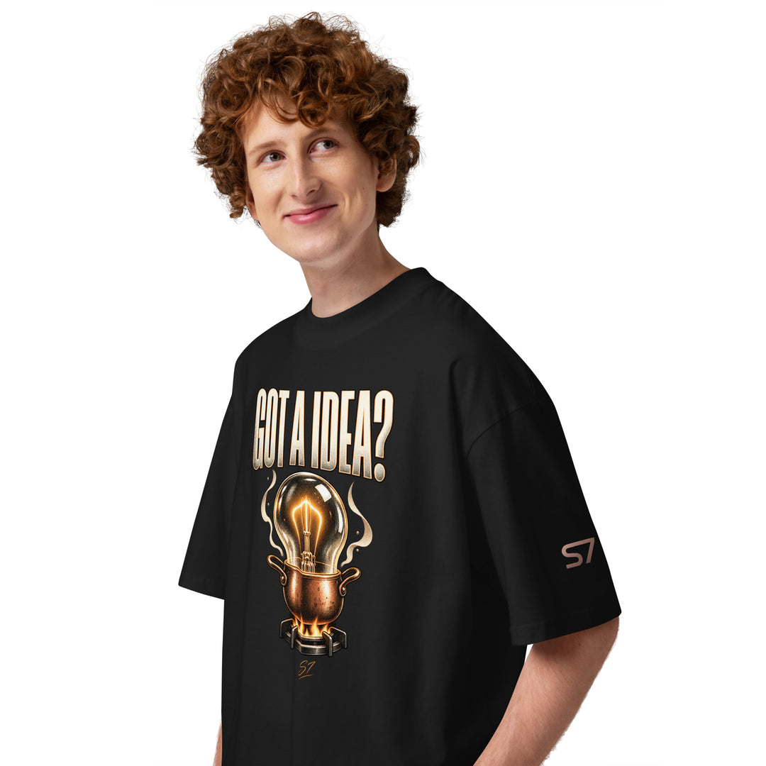 S7 “Got A Idea? Let It Cook” Graphic T-Shirt featuring a glowing bulb design on a black tee.