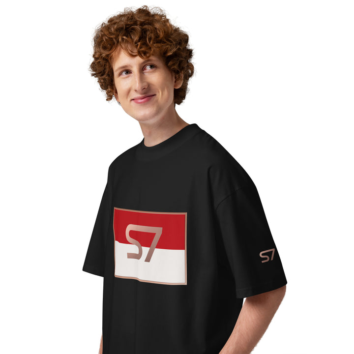 S7 Monaco Red &amp; White Oversized T-Shirt | STORE 7994