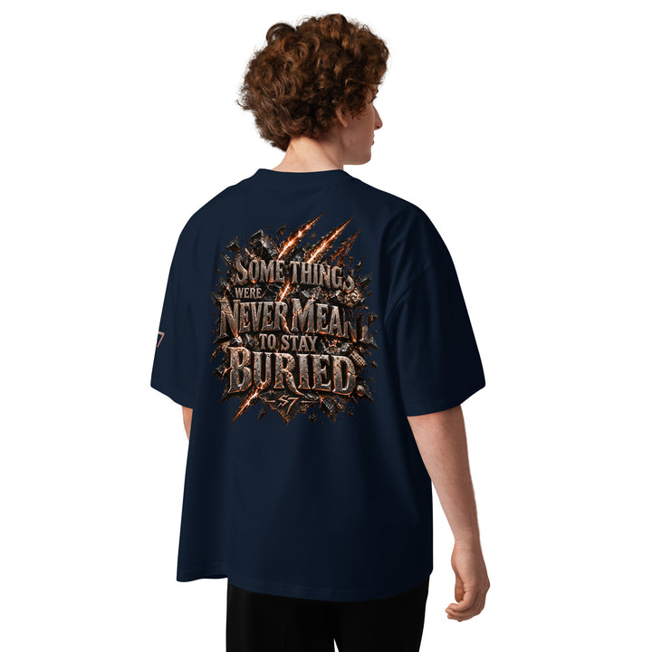 NEVER MEANT TO STAY BURIED Prehistoric Claw T-Shirt | S7 back view navy