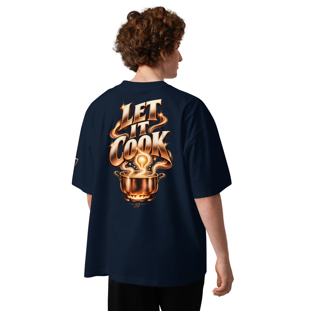 S7 “Got A Idea? Let It Cook” Graphic T-Shirt showing back design with bold "LET IT COOK" text and pot illustration.