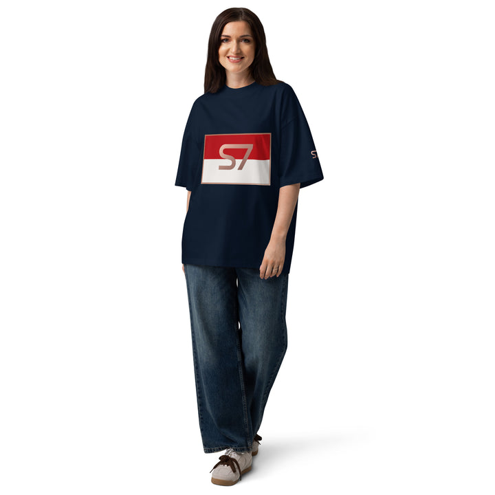S7 Monaco Red &amp; White Oversized T-Shirt | STORE 7994