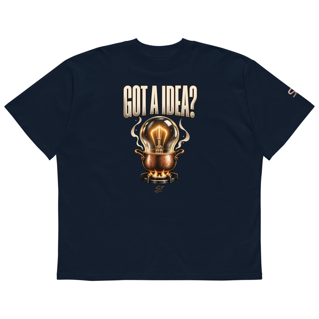 S7 “Got A Idea? Let It Cook” Graphic T-Shirt featuring a glowing bulb in a copper pot design.