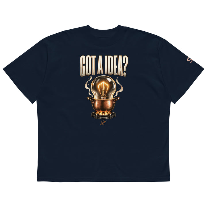 S7 “Got A Idea? Let It Cook” Graphic T-Shirt featuring a glowing bulb in a copper pot design.