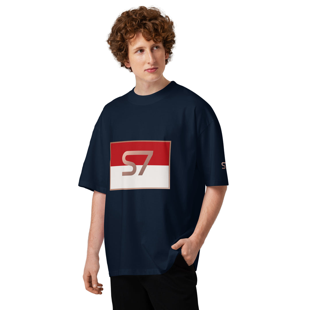 S7 Monaco Red &amp; White Oversized T-Shirt | STORE 7994