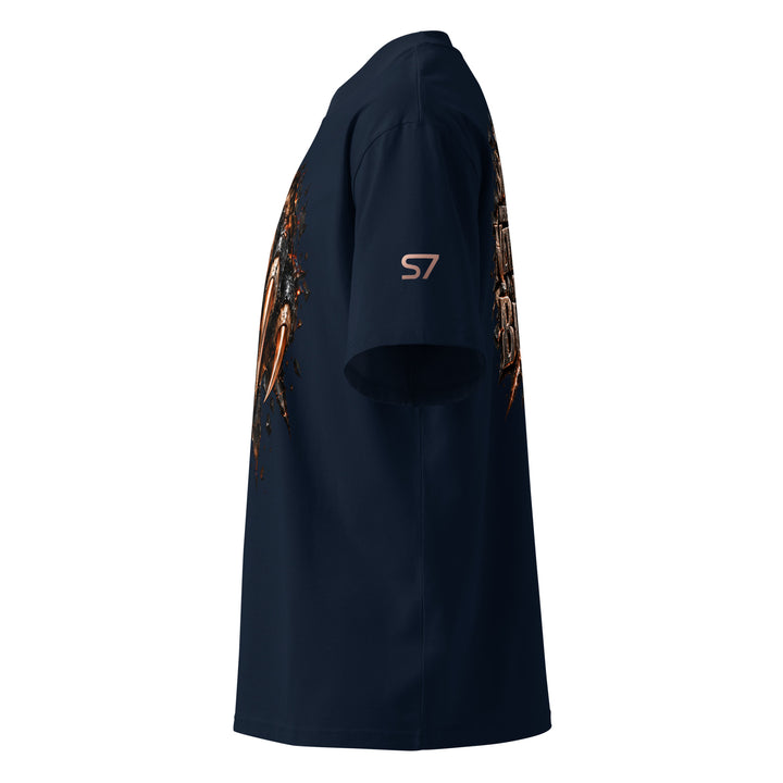NEVER MEANT TO STAY BURIED Prehistoric Claw T-Shirt | S7 side left view navy