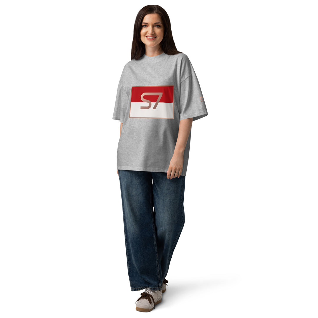 S7 Monaco Red &amp; White Oversized T-Shirt | STORE 7994