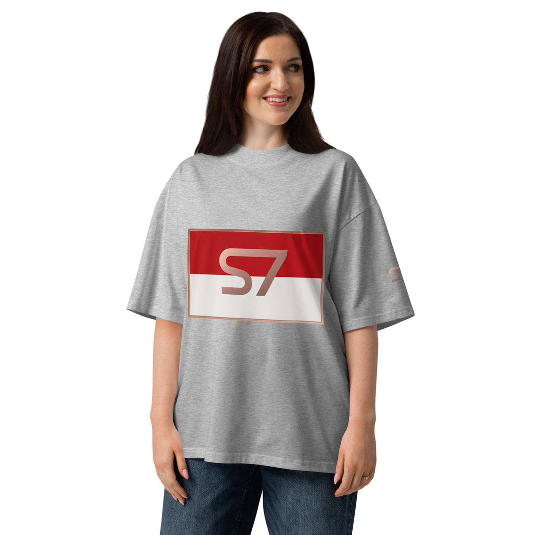 S7 Monaco Red &amp; White Oversized T-Shirt | STORE 7994