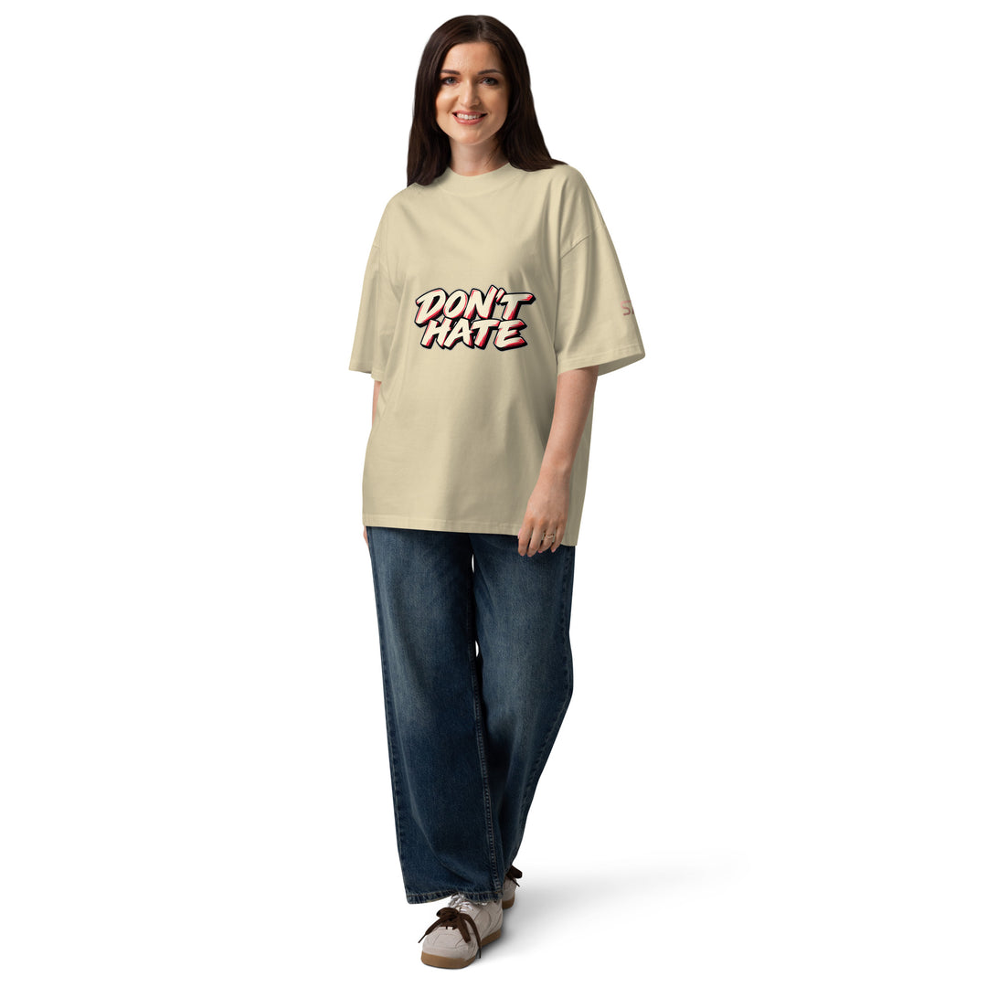 S7 Don’t Hate, Hydrate graphic T-shirt with bold “DON’T HATE” lettering on the front and a watermelon beneath “HYDRATE” on the back.