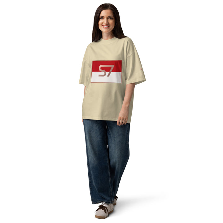 S7 Monaco Red &amp; White Oversized T-Shirt | STORE 7994