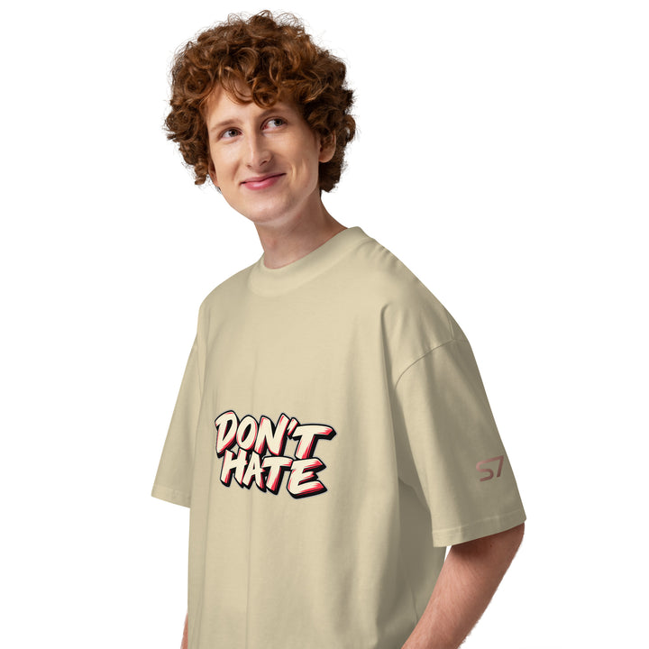 S7 Don’t Hate, Hydrate graphic T-shirt with bold “DON’T HATE” lettering on the front and a watermelon beneath “HYDRATE” on the back.
