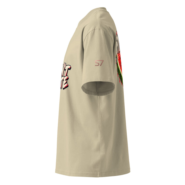 S7 Don’t Hate, Hydrate graphic T-shirt with bold “DON’T HATE” lettering on the front and a watermelon beneath “HYDRATE” on the back.