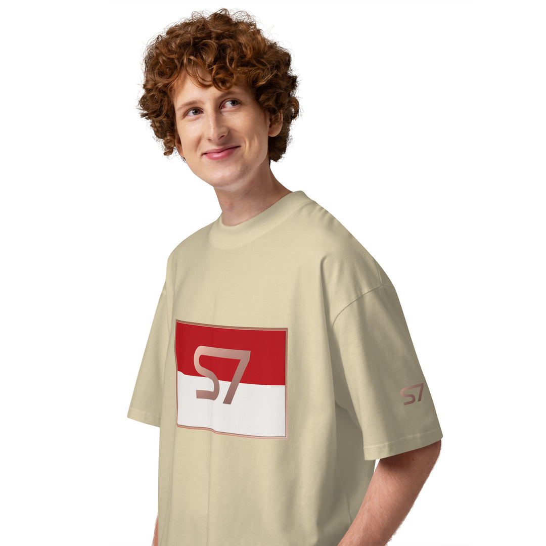 S7 Monaco Red &amp; White Oversized T-Shirt | STORE 7994