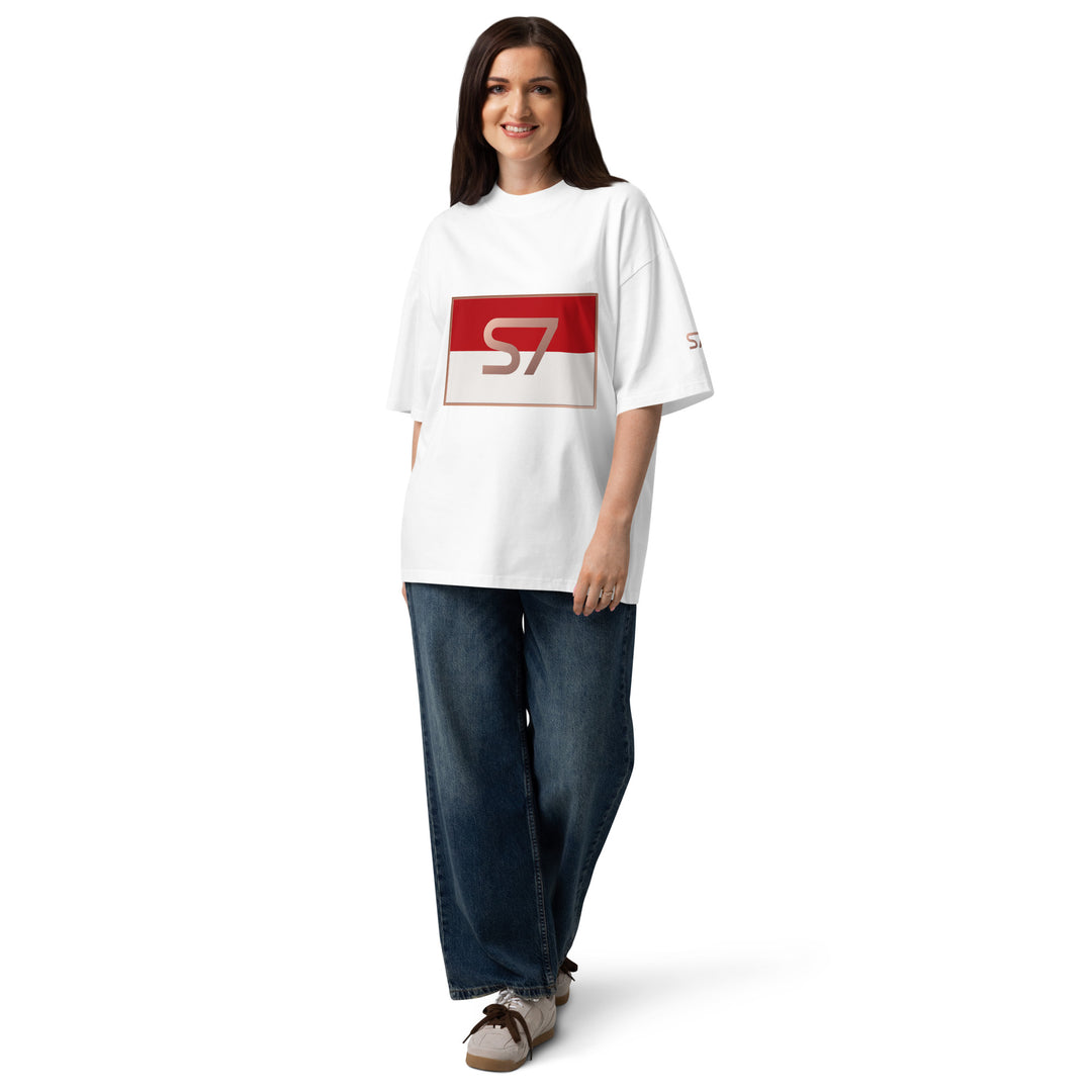 S7 Monaco Red &amp; White Oversized T-Shirt | STORE 7994