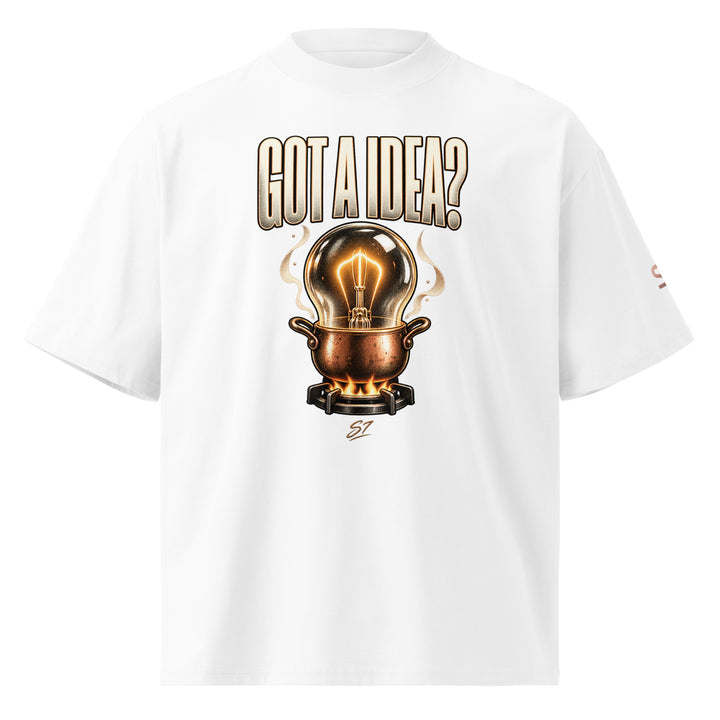 S7 “Got A Idea? Let It Cook” Graphic T-Shirt featuring a lightbulb in a copper pot design.