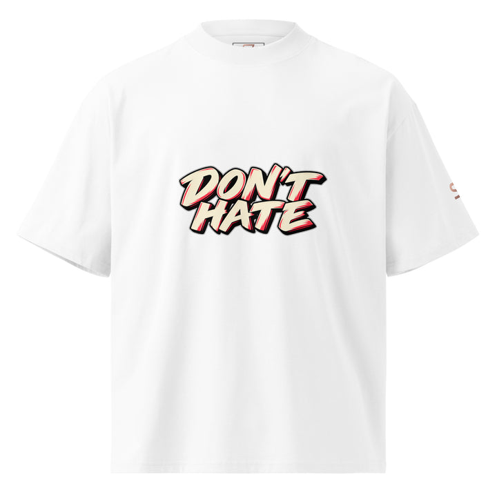 S7 Don’t Hate, Hydrate graphic T-shirt with bold “DON’T HATE” lettering on the front and a watermelon beneath “HYDRATE” on the back.
