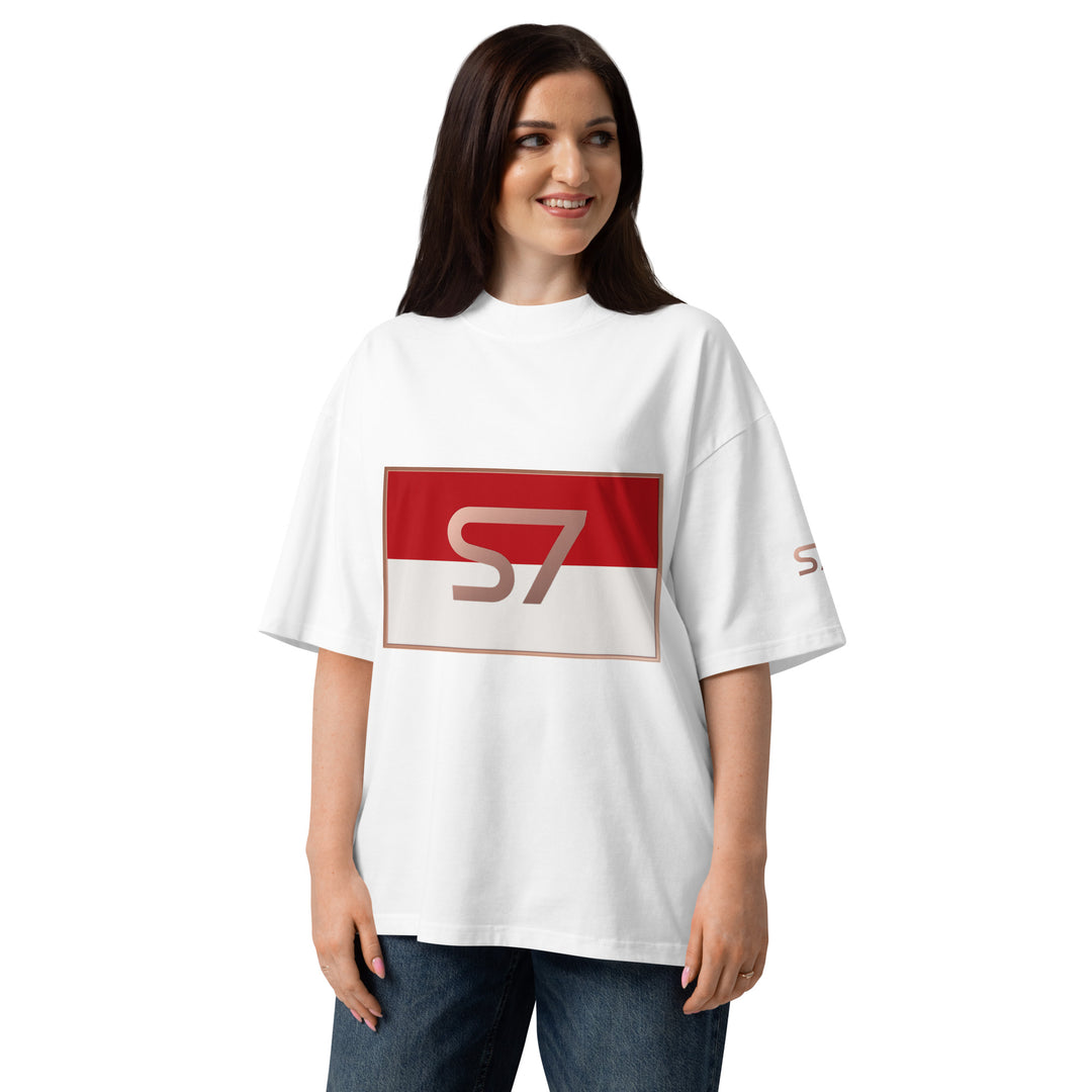 S7 Monaco Red &amp; White Oversized T-Shirt | STORE 7994