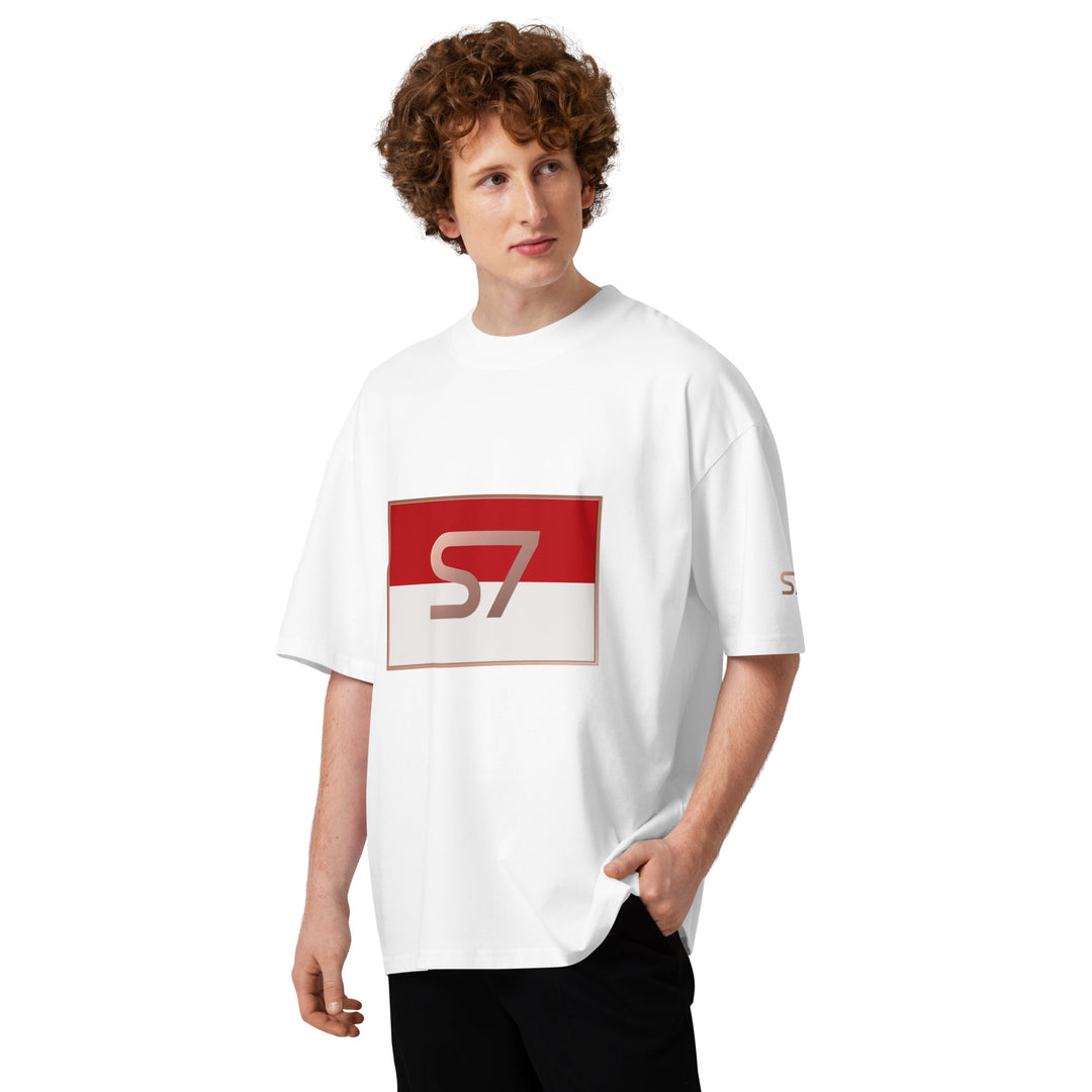 S7 Monaco Red &amp; White Oversized T-Shirt | STORE 7994