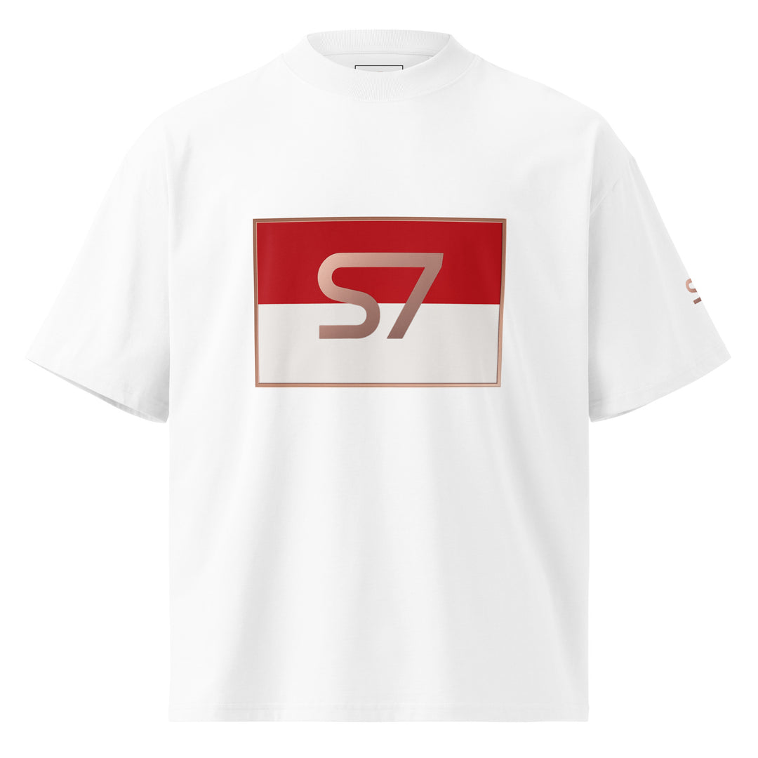 S7 Monaco Red &amp; White Oversized T-Shirt | STORE 7994