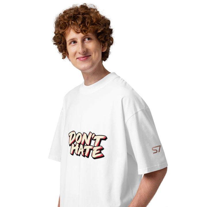 S7 Don’t Hate, Hydrate graphic T-shirt with bold “DON’T HATE” lettering on the front and a watermelon beneath “HYDRATE” on the back.